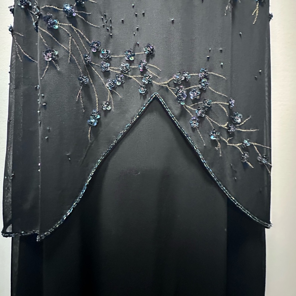 Beautiful Y2KVintage Sue Wong Silk Sheer Mesh Lace Beaded Floral Maxi Slip Dress - Picture 12 of 16